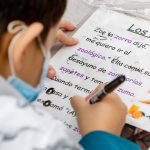A student works through a worksheet Monday morning at College Place Elementary School in Lynnwood, Washington on March 7, 2022. (Kevin Clark / The Herald)