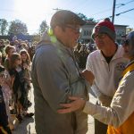 Judges conspire to choose the winner of the youth zombie-off during the 10th annual Snohomish Zombie Walk on Saturday, Oct. 28, 2023, in downtown Snohomish, Washington. (Ryan Berry / The Herald)