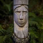 Carvings and statues line the grounds of the Aquarian Tabernacle Church in Index, Washington, in August 2023. (Annie Barker / The Herald)