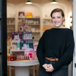 Sarah Jean Muncey-Gordon stands in the doorway of her storefront at Bandbox Beauty Supply in Langley. Bandbox focuses on stocking independent, cruelty-free, women- and minority-owned beauty brands. (Ryan Berry / The Herald)