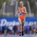 Oklahoma States Taylor Roe, a Lake Stevens High School graduate, runs during womens distance medley relay at the Drake Relays on April 30, 2022, in Des Moines, Iowa. Roe placed second in the 5,000 meters at the NCAA Indoor Championships held last weekend in Boston. (Charlie Neibergall / Associated Press file photo)
