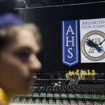 Rows of seats cover the floor at Angel of the Winds Arena before the start of Arlington High School graduation on Thursday, June 13, 2024, in Everett, Washington. (Olivia Vanni / The Herald)