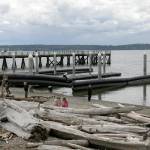 Children fish in the water and climb near the renovated boat launch at Kayak Point Regional County Park on Friday, June 14, 2024, near Stanwood, Washington. (Ryan Berry / The Herald)