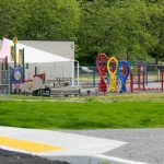 The new playground at Kayak Point Regional County Park is still fenced off for the time being on Friday, June 14, 2024, near Stanwood, Washington. (Ryan Berry / The Herald)