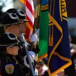 The Everett Police Honor Guard help lead Everetts Fourth of July Parade on Thursday, July 4, 2024, in downtown Everett, Washington. (Ryan Berry / The Herald)