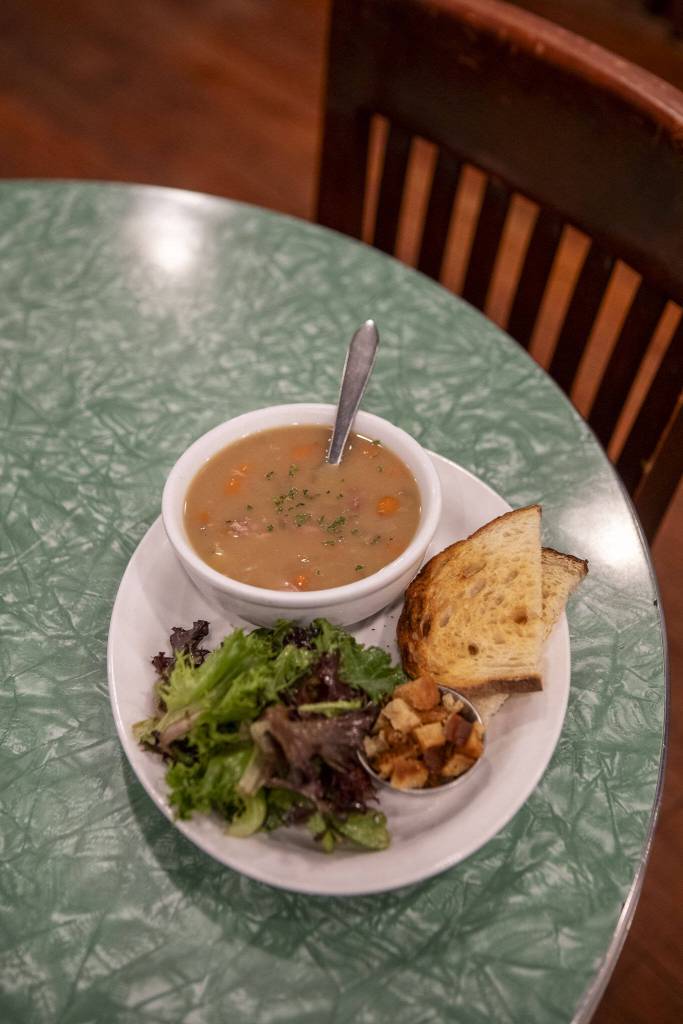 Scotch lamb and barley soup at The Sisters Restaurant on June 26 in Everett. (Annie Barker / The Herald)
