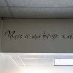 Music quotes cover a part of the wall in the music room at Hazelwood Elementary on Aug. 26 in Lynnwood. (Olivia Vanni / The Herald)