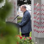 Edmonds Mayor Mike Rosen speaks at the 9/11 memorial at the downtown Edmonds Fire Station on Wednesday, Sept. 11, 2024. (Olivia Vanni / The Herald)