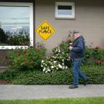 George Beard walks into the Stanwood Library with coffee in hand on Thursday, May 23, 2024, in Stanwood, Washington. (Ryan Berry / The Herald)