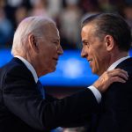 President Joe Biden embraces his son Hunter Biden after his speech on the first night of the Democratic National Convention in Chicago, Aug. 19. President Biden issued a full and unconditional pardon of Hunter on Sunday, Dec. 1, using the power of his office to waive years of legal troubles, including a federal conviction for illegally buying a gun. (Eric Lee / The New York Times)