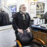 Don Sharrett inside his shop, AHC Salon, in Everett. (Olivia Vanni / The Herald)