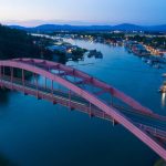 The Rainbow Bridge crosses the Swinomish Channel by La Conner, WA.