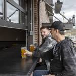 Cole Rinehardt sits in the outside area at In The Shadow Brewing on Wednesday, March 12, 2025 in Arlington, Washington. (Olivia Vanni / The Herald)