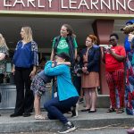 Student Azhura Brown, 5, hugs teacher Rebecca Baggenstoss on Wednesday, June 25, 2025 in Everett, Washington. (Olivia Vanni / The Herald)