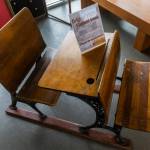 An original desk from 1925 on display at North Middle School on Tuesday, Sept. 9, 2025 in Everett, Washington. (Olivia Vanni / The Herald)