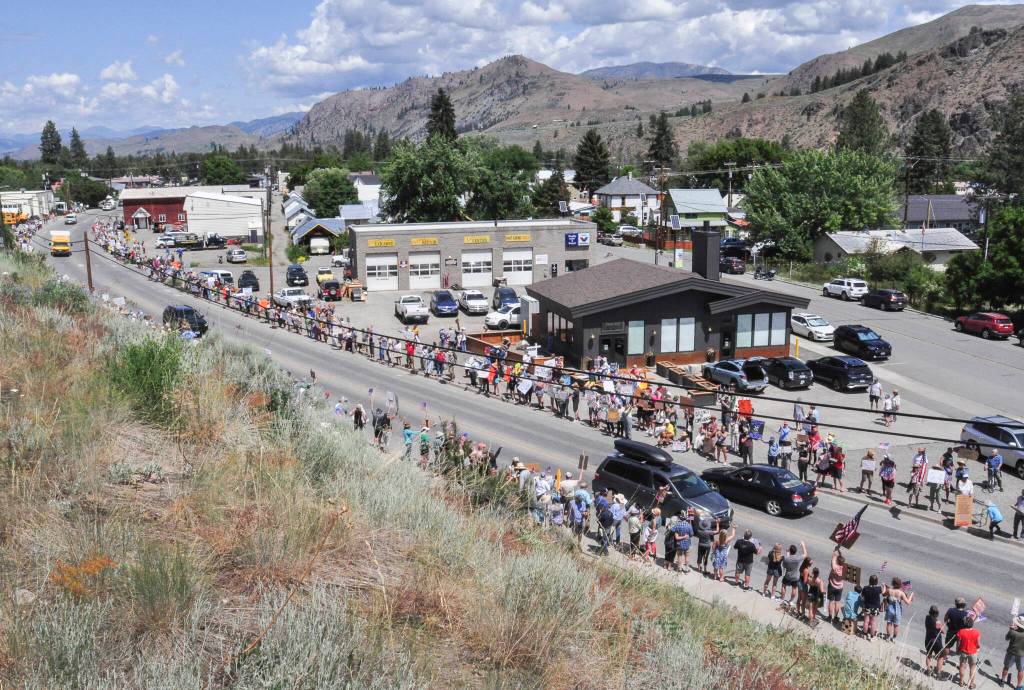 About 700 people gathered in Twisp on June 14 as part of the nationwide "No Kings" protest. (Sue Misao)
