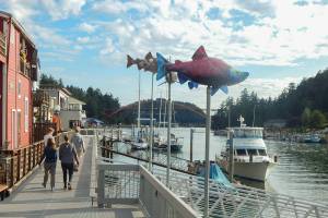 Artwork is found throughout La Conner, including along its channelside boardwalk. Jon Bauer photo
