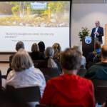 Edmonds Mayor Mike Rosen goes through an informational slideshow about the current budget situation in Edmonds during the 2026 Budget Address on Sept. 30, 2025 in Edmonds, Washington. (Olivia Vanni / The Herald)