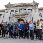 Everett High School Principal Kelly Shepard along with local politicians and community members cut a ceremonial ribbon outside of Everett High School to celebrate the opening of the new Student Health Clinic on Oct. 30, 2025 in Everett, Washington. (Olivia Vanni / The Herald)
