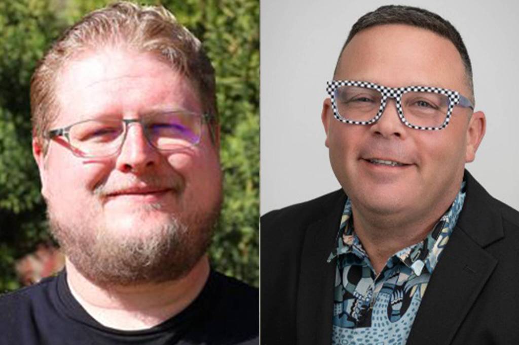 Gabe Jacobs, left, and Bill Webster