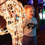 Stratton Atwood, 3, stands next to a reindeer at the Tulalip Lights and Ice event on November 22, 2025 in Tulalip, Washington. (Will Geschke / The Herald)