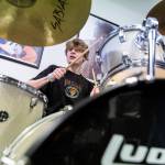Finley Pettit, 15, drums during a group lesson at The Music Circle on Dec. 1, 2025, in Everett, Washington. (Olivia Vanni / The Herald)