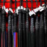 A selection of leather whips available at Lovers Lair on Dec. 19, 2025 in Everett. (Olivia Vanni / The Herald)