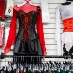 A selection of corsets available at Lovers Lair on Dec. 19, 2025 in Everett. (Olivia Vanni / The Herald)