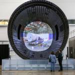 Patrons view the 787 exhibition Thursday morning at the Boeing Future of Flight Musuem at Paine Field on October 8, 2020. (Kevin Clark / The Herald)