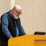 John Brock, a member of the Edmonds Environmental Council, speaks at the Edmonds City Council meeting on Tuesday, Jan. 6 in Edmonds, Washington. (Will Geschke / The Herald)