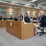 Brian Heywood of Lets Go Washington, center, testifies in support of one of the groups initiatives during the 2024 legislative session. Lawmakers approved three of the measures the group put forward that year. Democratic legislative leaders say they will not allow hearings during this years session for the groups two latest initiatives. (Photo by Bill Lucia/Washington State Standard)