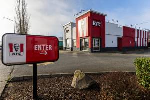 Kentucky Fried Chicken along Broadway on Friday, Jan. 16, 2026 in Everett, Washington. (Olivia Vanni / The Herald)