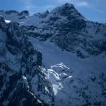 Late winter snowpack is seen on Whitehorse Mountain on Friday, March 15, 2024, near Darrington, Washington. (Ryan Berry / The Herald)