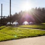 The sun shines through Chateau Ste. Michelle’s current set up of igloos on Wednesday, Jan. 21, 2026 in Woodinville, Washington. (Olivia Vanni / The Herald)