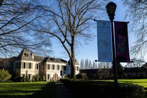 Outside of Chateau Ste. Michelle’s winery building on Wednesday, Jan. 21, 2026 in Woodinville, Washington. (Olivia Vanni / The Herald)