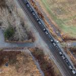 A train sits on the tracks that intersects with 156th Street Northeast on Tuesday, Feb. 3, 2026 in Marysville, Washington. (Olivia Vanni / The Herald)