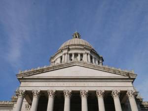 The Washington state Capitol on Friday. (Photo by Bill Lucia/Washington State Standard)
