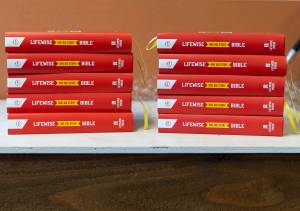 Olivia Vanni / The Herald
LifeWise Bibles available for students in their classroom set up at New Hope Assembly in Everett.