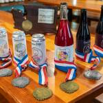 A display of the awards Garden Path Fermentation has received on Wednesday, Jan. 7, 2026 in Burlington, Washington. (Olivia Vanni / The Herald)