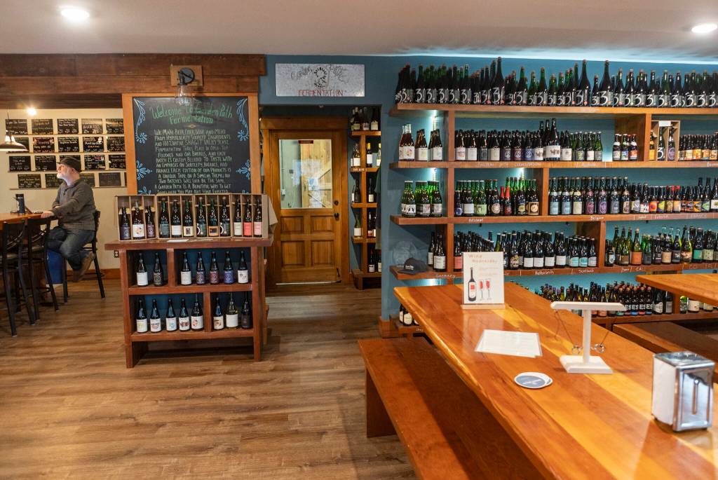 The taproom at Garden Path Fermentation on Wednesday, Jan. 7, 2026 in Burlington, Washington. (Olivia Vanni / The Herald)