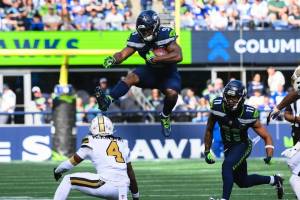 Kenneth Walker III (9) will reportedly leave Seattle to sign a contract with the Kansas City Chiefs. (Photo courtesy of the Seattle Seahawks)