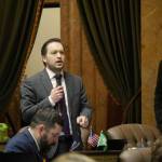 Rep. Travis Couture, R-Allyn, speaks on an amendment during overnight House debate on the income tax bill, in the early morning hours of March 10, 2026. (Photo by Bill Lucia/Washington State Standard)