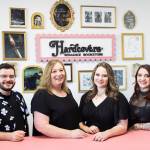 Conner Dennis, Cindy Kremkau, Lindsey Tabor and Carlie Rawson (left to right) at Hardcovers Romance Bookstore on Tuesday, July 8, 2025 in Mill Creek, Washington. (Olivia Vanni / The Herald)