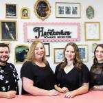 Conner Dennis, Cindy Kremkau, Lindsey Tabor and Carlie Rawson (left to right) at Hardcovers Romance Bookstore on Tuesday, July 8, 2025 in Mill Creek, Washington. (Olivia Vanni / The Herald)