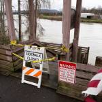 The Snohomish Riverfront Trail was closed Friday due to flooding along the Snohomish River on Friday, March 20, 2026 in Snohomish, Washington. (Will Geschke / The Herald)