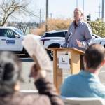 Rep. Rick Larsen speaks at a groundbreaking event for the Poplar Way Bridge project on Wednesday, April 8, 2026, in Lynnwood, Washington. (Olivia Vanni / The Herald)