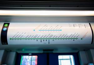 A Link light rail station map with different lines listed as coming soon on Wednesday, Aug. 28, 2024 in Lynnwood. (Olivia Vanni / The Herald)