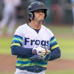 Luis Suisbel #8 of the Everett AquaSox reacts after striking out during the game against the Spokane Indians on Tuesday, April 21, 2026 in Everett, Washington. (Olivia Vanni / The Herald)