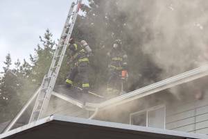 South County Fire responded to a fire at a townhome complex Tuesday, April 21, 2026, where they discovered flames around 30 feet high from the backside of one building in Lynnwood, Washington. (South County Fire)