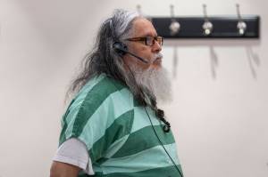 Jose Jackson Navarro Padilla, 58, stands during his arraignment at the Snohomish County Superior Court on Tuesday, April 28, 2026 in Everett, Washington. (Olivia Vanni / The Herald)
